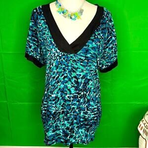 Woman’s ANA BLUE GREEN BLOUSE Size 1X